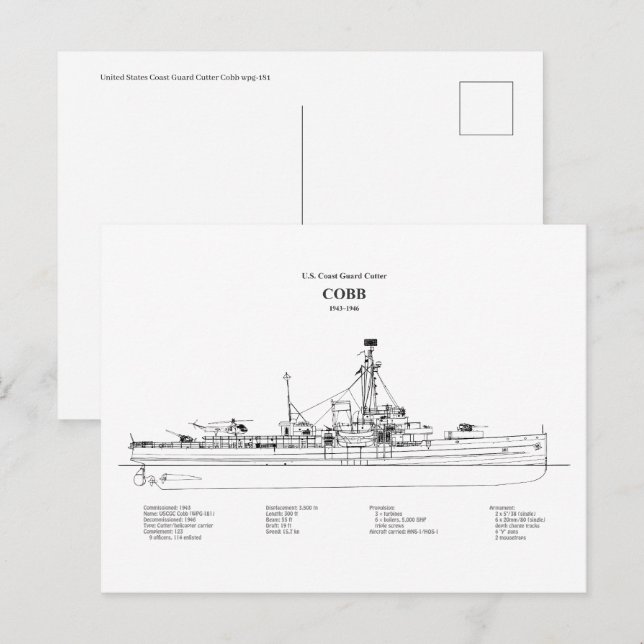 Carte Postale USCGC Cobb wpg-181 - BD (Devant / Derrière)