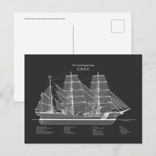Carte Postale USCGC Eagle wix-327 - PD (Devant / Derrière)