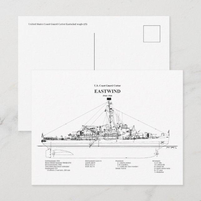 Carte Postale USCGC Eastwind wagb-279 - BD (Devant / Derrière)