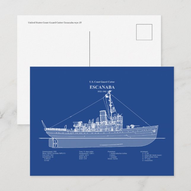 Carte Postale USCGC Escanaba wpc-77 - ABD (Devant / Derrière)