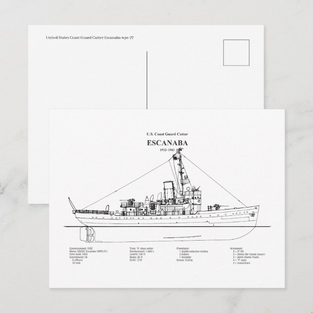 Carte Postale USCGC Escanaba wpc-77 - BD (Devant / Derrière)