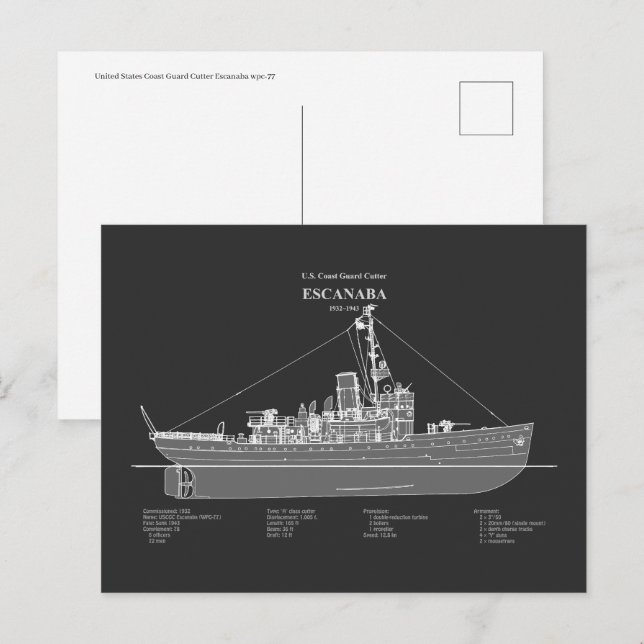 Carte Postale USCGC Escanaba wpc-77 - PD (Devant / Derrière)