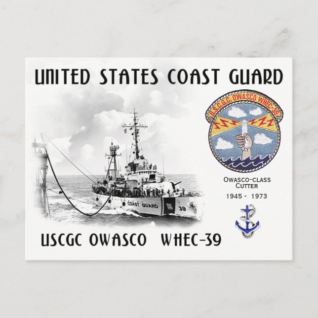 CARTE POSTALE USCGC OWASCO WHEC-39 CUTTER (Devant)
