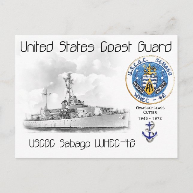 Carte Postale USCGC Sabago WHEC-42 Cutter (Devant)