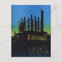 Usine de fabrication au coucher du soleil, Vintage