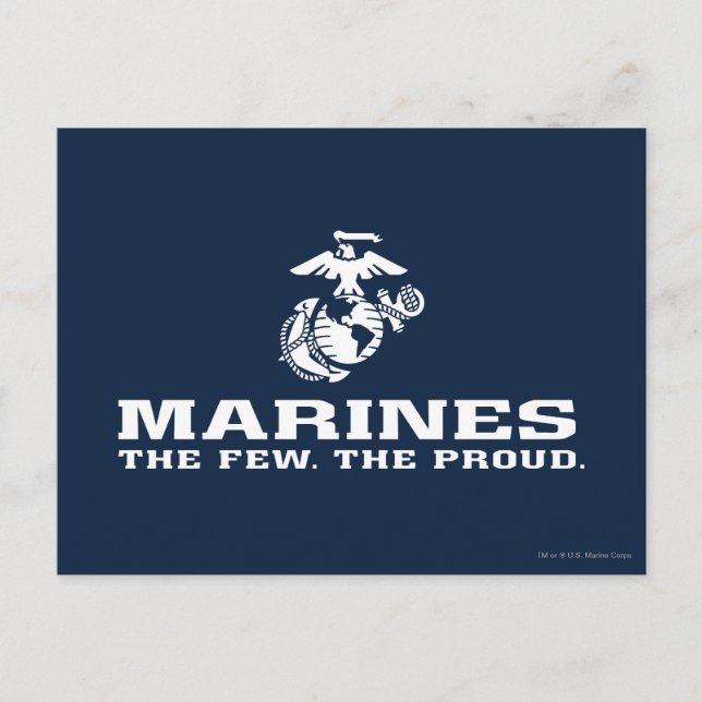 Carte Postale USMC Les rares Logo Fiers Empilés - Blanc (Devant)
