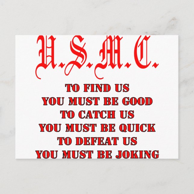 Carte Postale USMC pour nous attraper ou nous vaincre (Devant)