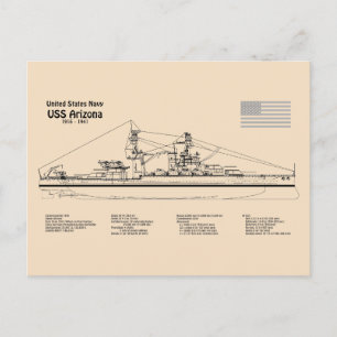 Carte Postale USS Arizona - Plan directeur des navires SD