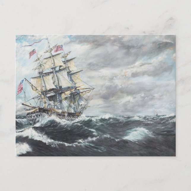 Carte Postale USS Constitution heads for HM Frigate Guerriere (Devant)