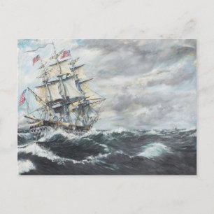 Carte Postale USS Constitution heads for HM Frigate Guerriere