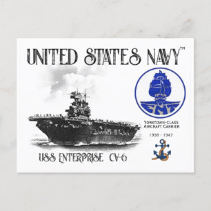 Carte Postale USS ENTERPRISE CV-6 TRANSPORTEUR D'AÉRONEFS - Cart