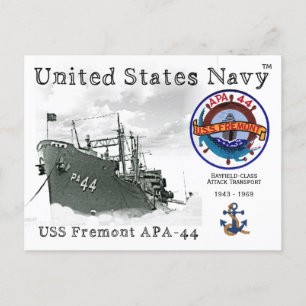 CARTE POSTALE USS FREMONT APA-44 ATTACK TRANSPORT POSTCARD