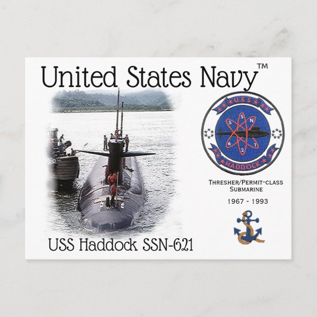 CARTE POSTALE USS HADDOCK SSN-621 SOUS-MARINE POSTCARD (Devant)
