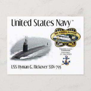 CARTE POSTALE USS HYMAN G. RICKOVER SSN-795 SOUS-MARINE A POSTCA