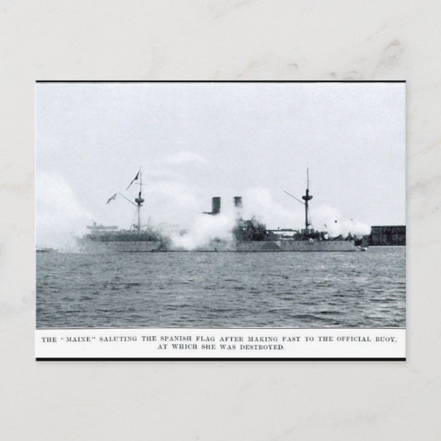 Carte Postale USS Maine dans le port de La Havane (Devant)