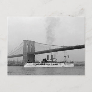 Carte Postale USS Maine et Brooklyn Bridge