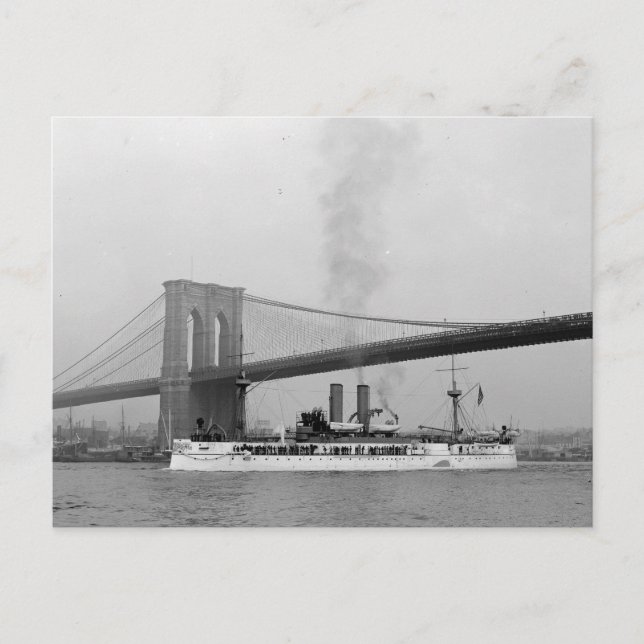 Carte Postale USS Maine et Brooklyn Bridge (Devant)