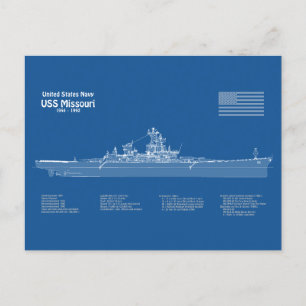 Carte Postale USS Missouri - Plan de plan d'expédition ABD