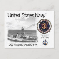 USS USS RICHARD E. KRAUS DD-849 Postcard