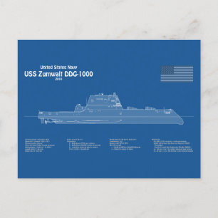 Carte Postale USS Zumwalt - Plan directeur des navires ABD