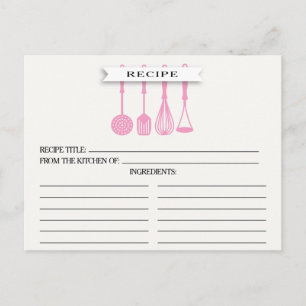 Carte Postale Ustensiles de cuisine rose Fête des mariées Recett