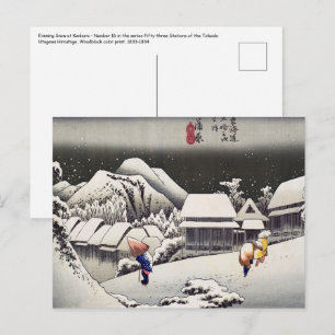 Carte Postale Utagawa Hiroshige - Neige du soir à Kanbara