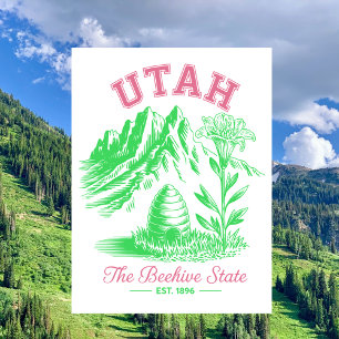 Carte Postale Utah d'antan L'État de la ruche Sego Lily montagne