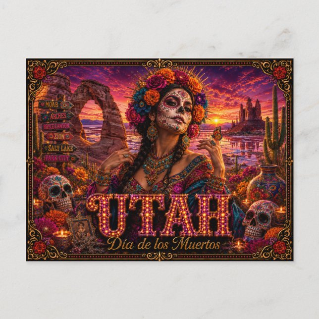Carte Postale Utah Día de los Muertos Rétro (Devant)