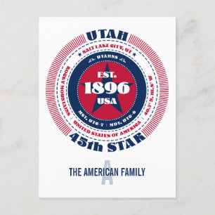 Carte Postale Utah, Salt Lake City, UT, Patriotique, Monogramme