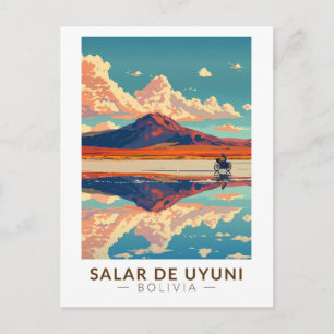 Carte Postale Uyuni Salt Flat Bolivia Motorcycle Travel Art