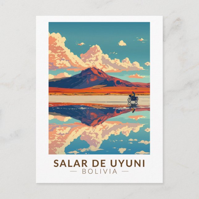 Carte Postale Uyuni Salt Flat Bolivia Motorcycle Travel Art (Devant)