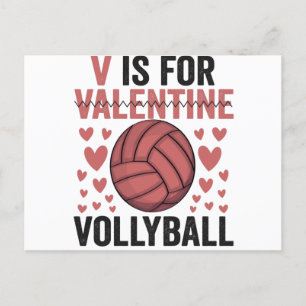 Carte Postale V est pour la Saint-Valentin Drôle de Volleyball A