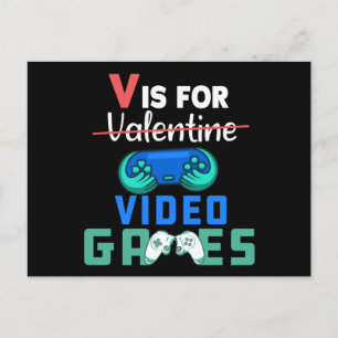 Carte Postale V est pour les jeux vidéo drôles Saint-Valentin Ga