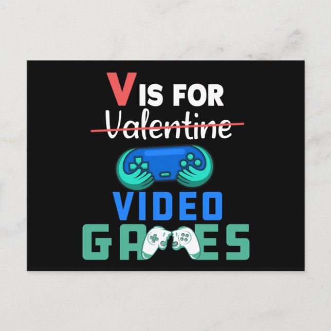 Carte Postale V est pour les jeux vidéo Funny Valentines Gamer (Devant)