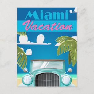 Carte Postale vacances à Miami Beach USA affiche de voyage vinta