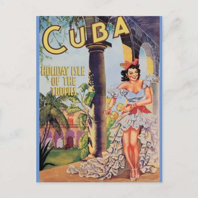 Carte Postale Vacances Cuba Île tropicale vintage (Devant)