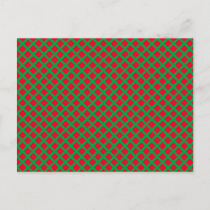 Carte Postale Vacances de Noël motif diamant rouge vert