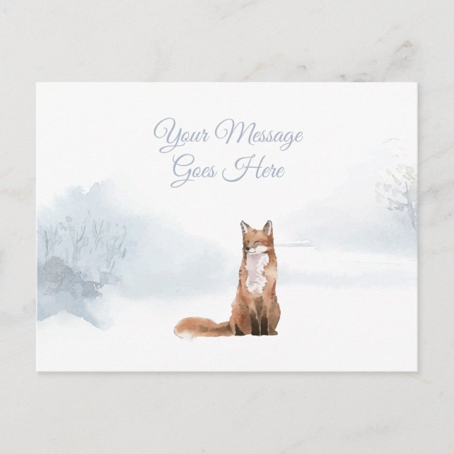 Carte Postale Vacances de Noël Renard d'hiver Élégant Script (Devant)