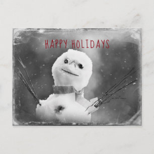 Carte Postale Vacances de Snowman noir et blanc