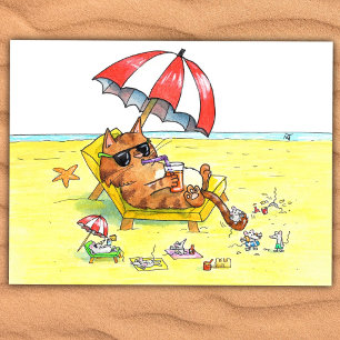 Carte Postale Vacances d'été Chat
