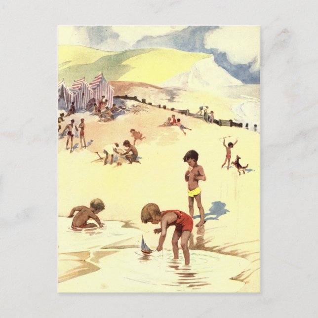 Carte Postale Vacances d'été vintages à la plage (Devant)