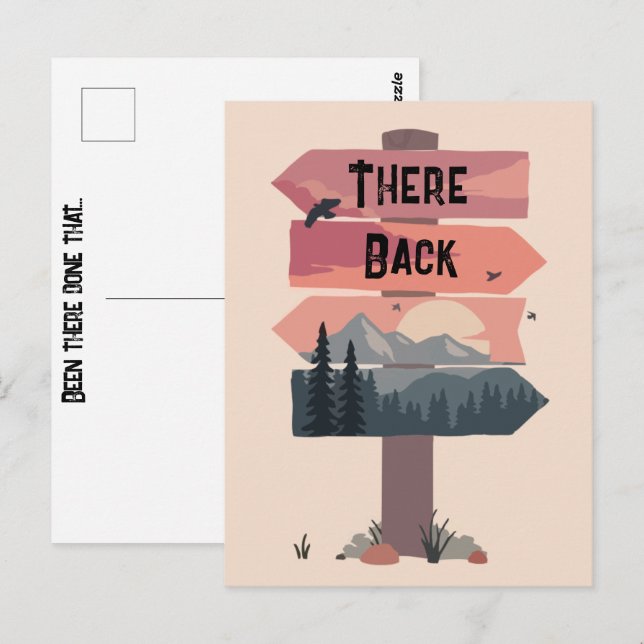 Carte Postale Vacances Drôles Là-Bas Déjà Fait (Devant / Derrière)