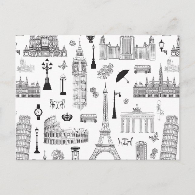 Carte Postale Vacances En Europe Motif (Devant)