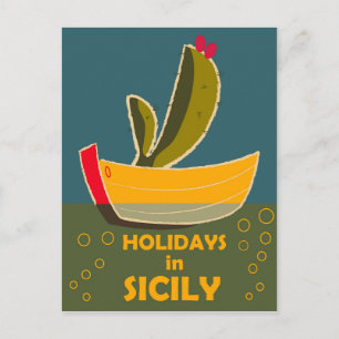 Carte Postale Vacances en Sicile, Italie, voyage vintage