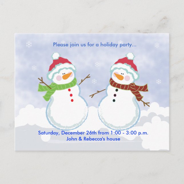 Carte Postale VACANCES Fête Snowman Postcard Invitation (Devant)