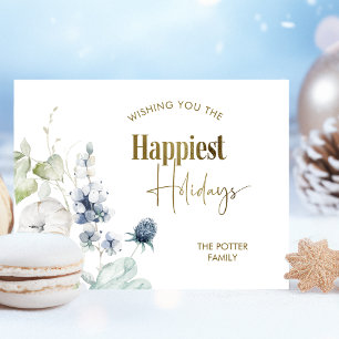 Carte Postale Vacances Happy Élégantes, Vacances Hiver Verdure
