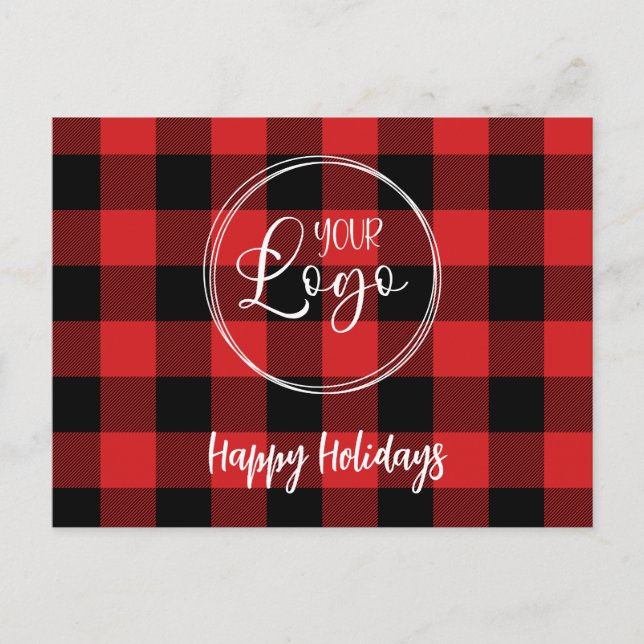 Carte Postale Vacances Logo Buffalo noir et rouge Plaid (Devant)