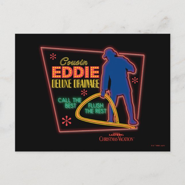 Carte Postale Vacances Noël | Symbole Cousin Eddie Neon (Devant)