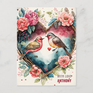 Carte postale Vacances Oiseaux Aquarelles