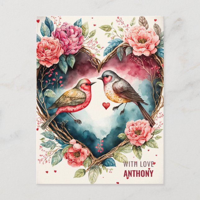 Carte postale Vacances Oiseaux Aquarelles (Devant)